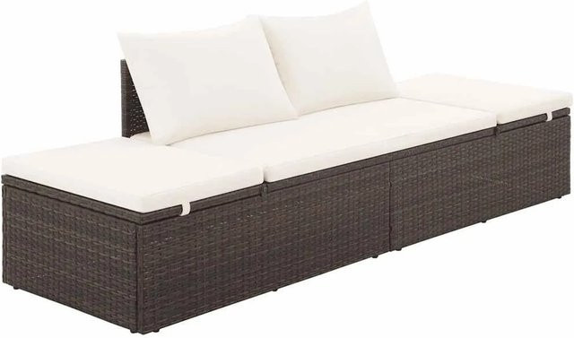 Furnicato Gartenbett Braun aus PE Rattan mit pulverbeschichtetem Stahlrahmen, B/H/T: 195 x 60 x 60 cm - Bild 1