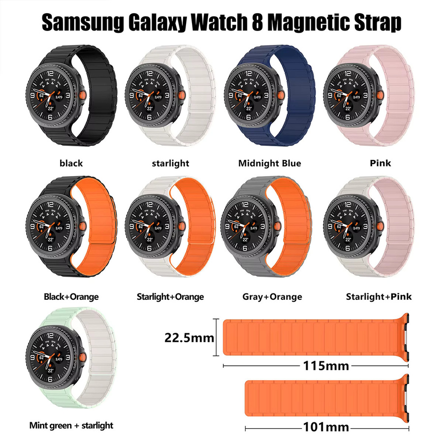 Samsung Galaxy Watch 8 Sport Silikonarmband, Schwarz - Bild 2