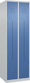 C+P Z-Spind Classic PLUS Spind mit 4 Fächern, Stahl, grau/blau, H x B x T: 185 x 60 x 50 cm, mit Zylinderschloss und Kleiderstange - Bild 1