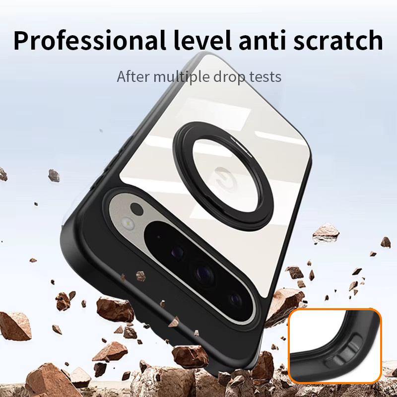 Dolob Magnetische Handyhülle mit rotierender Getriebehalterung für Google Pixel 8 9 Pro 8A 9A 9pro XL, transparente PC-Schutzhülle mit Anti-Drop-Funktion - Bild 3