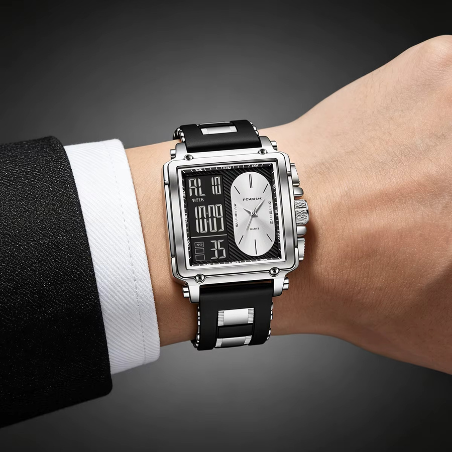 LIGE Digitaluhr, Chronograph, Quarz, eckig, orange, Herren - Bild 3