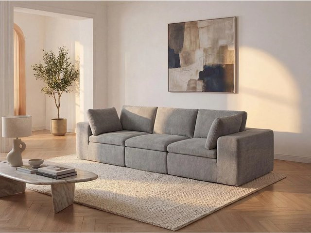 Modulierbares Sofa Cortoline von Vente-unique in Grau mit Stoffbezug, Breite: 304 cm - Bild 1