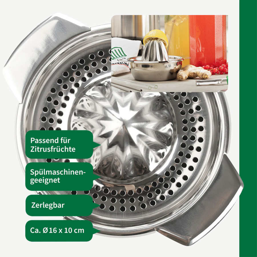 Fackelmann Zitronenpresse Citrus Press aus Edelstahl, Silber, 2-teilig, Durchmesser: 16 cm - Bild 3
