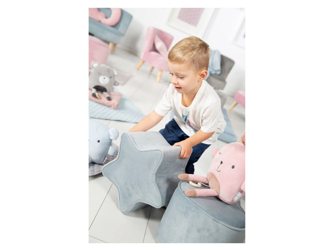 Gepolsterter Roba Kinderhocker in Sternform aus Samtstoff, Hellblau Sky, B: 32,0 cm, T: 32,0 cm, H: 24,0 cm - Bild 2