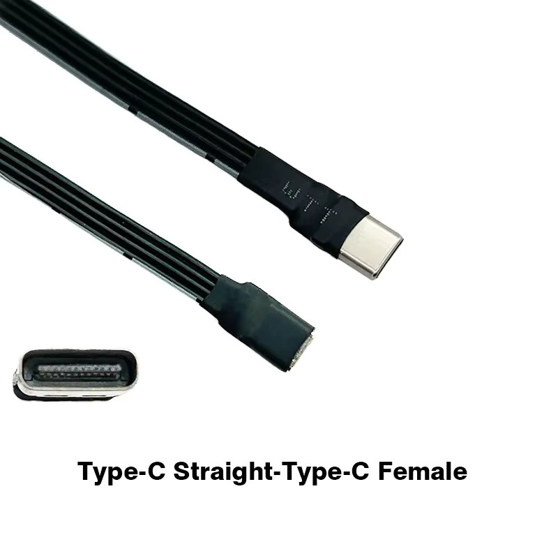 SPEEDIER USB 2.0 Typ-C auf Typ-C Buchse Flachkabel Verlängerung FPC mit 90 Grad abgewinkeltem Stecker in Schwarz - Bild 3