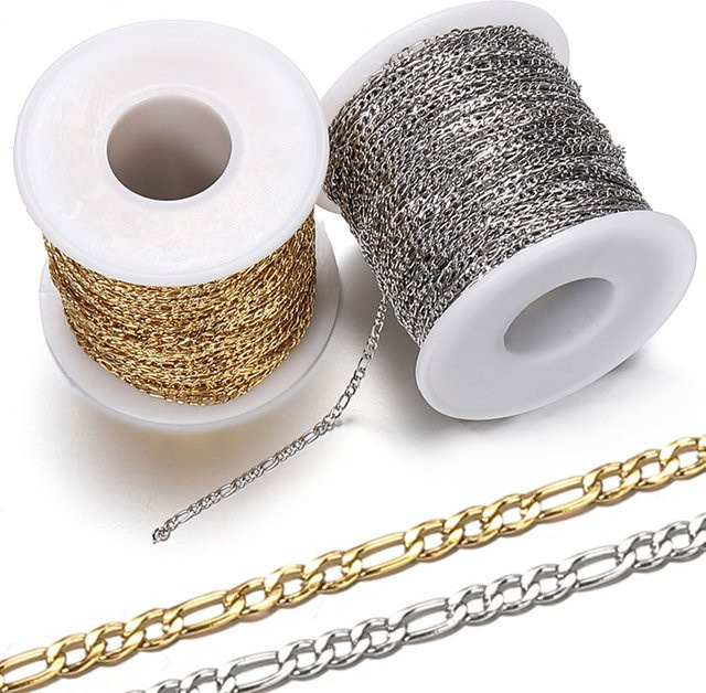 Ailimi Halskettenglieder Edelstahl, goldfarben, 2 Meter, Unisex - Bild 1