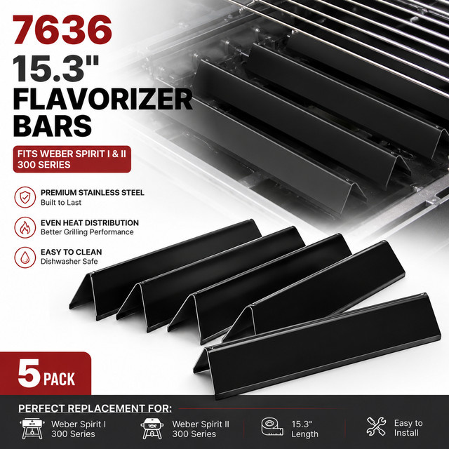 Weber Ersatz Aromastäbchen aus Edelstahl in Silber für Spirit I II 300 Serie E S 310 320 330 Gasgrill, 5 Stück, 15,3 Zoll - Bild 1