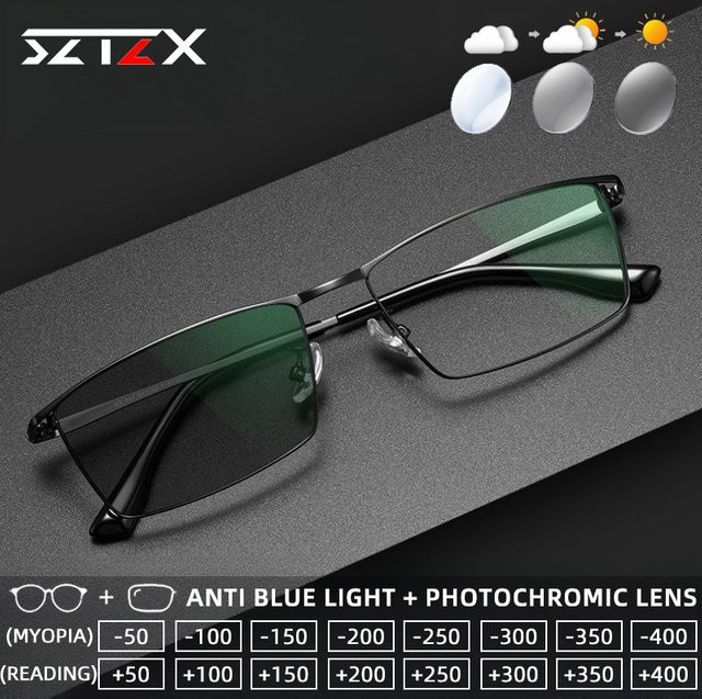 SZTZX Lesebrille, Vollrand, rechteckig, Titan, photochrom - Bild 1