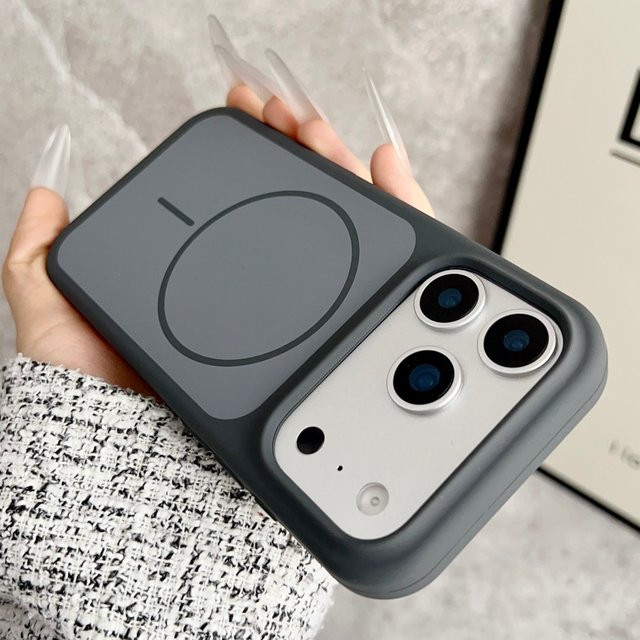 lolozzx Flüssigsilikon MagSafe Schutzhülle für iPhone 17 Pro Max, 16, 15, 14 in Schwarz mit großem Fenster und stoßfestem Design - Bild 1