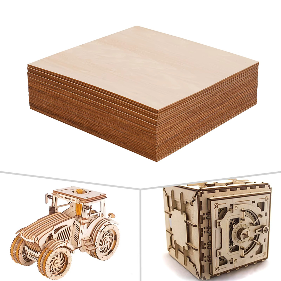 30 Stück Lindenholzplatten für DIY-Heimdekoration und Gravur, beige, B/B: 30 x 30 cm und 40 x 40 cm, Dicke: 3 mm - Bild 2
