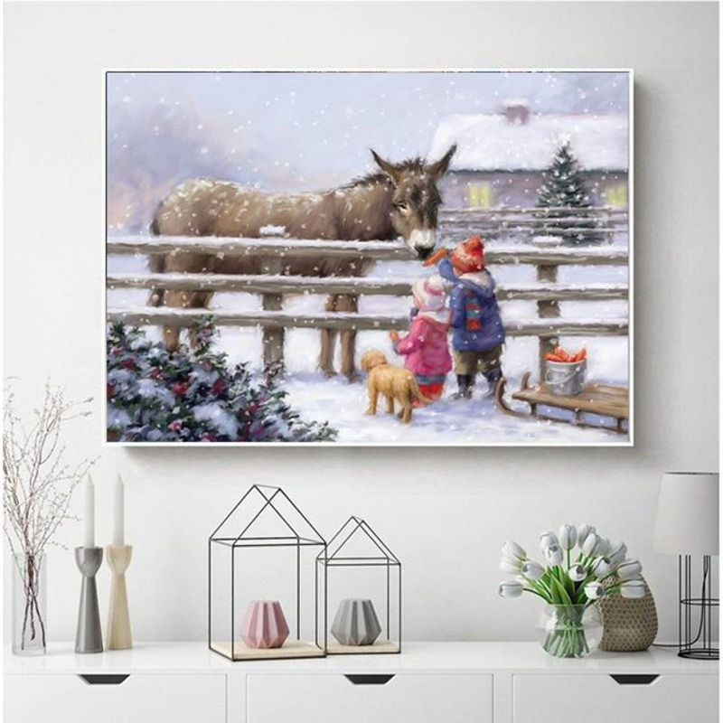 FIYO 5D Diamantmalerei Landschaft Nachtlandschaft Mosaik Stickerei zur Wanddekoration, mehrfarbig, B x H: 20 x 30 cm - Bild 1