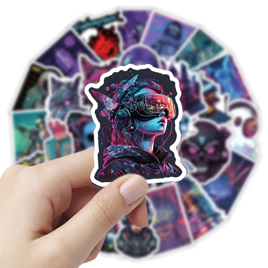 50 oder 100 Stück Cyberpunk Cartoon Doodle Aufkleber für Laptop, Handyhülle und Notebook in Multicolour - Bild 4