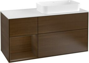 V&B Waschtischunterschrank Finion in Weiß mit linkem Regal, Breite: 120 cm, Tiefe: 50,1 cm, Höhe: 50,1 cm - Bild 1