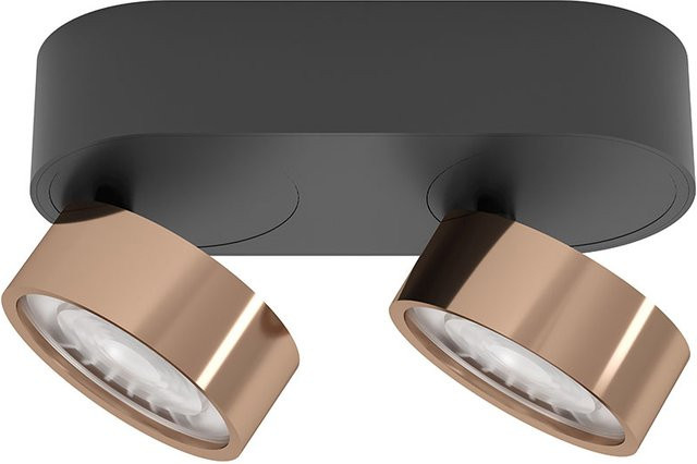 LUX-IT Swing 95 Round LED-Deckenstrahler 2-flammig, Schwarz und Kupfer, dimmbar, Warmweiß 2700K - Bild 1