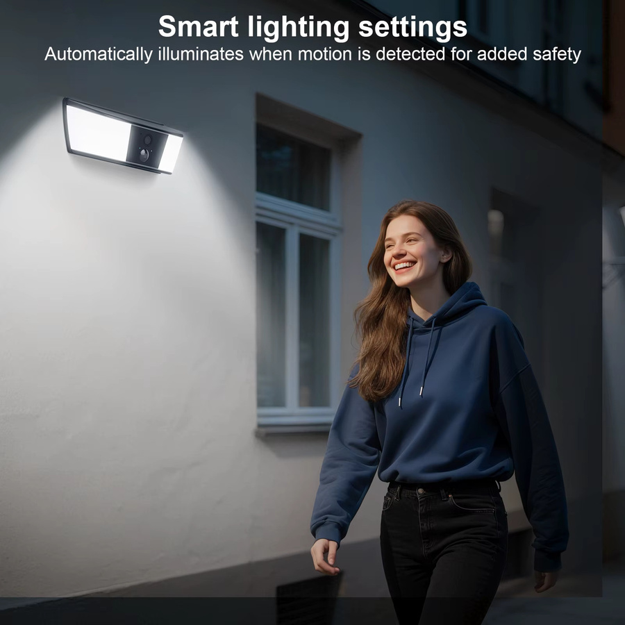 ANRAN 2K Solarkamera mit Wandleuchte und 5200 mAh Akku, 2,4G WIFI Überwachungskamera mit Nachtsicht und lokalem Alarm - Bild 4