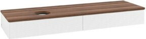 V&B Waschtischunterschrank Antao mit Frontstruktur in Weiß und Walnuss, B: 160 cm, T: 50 cm - Bild 1