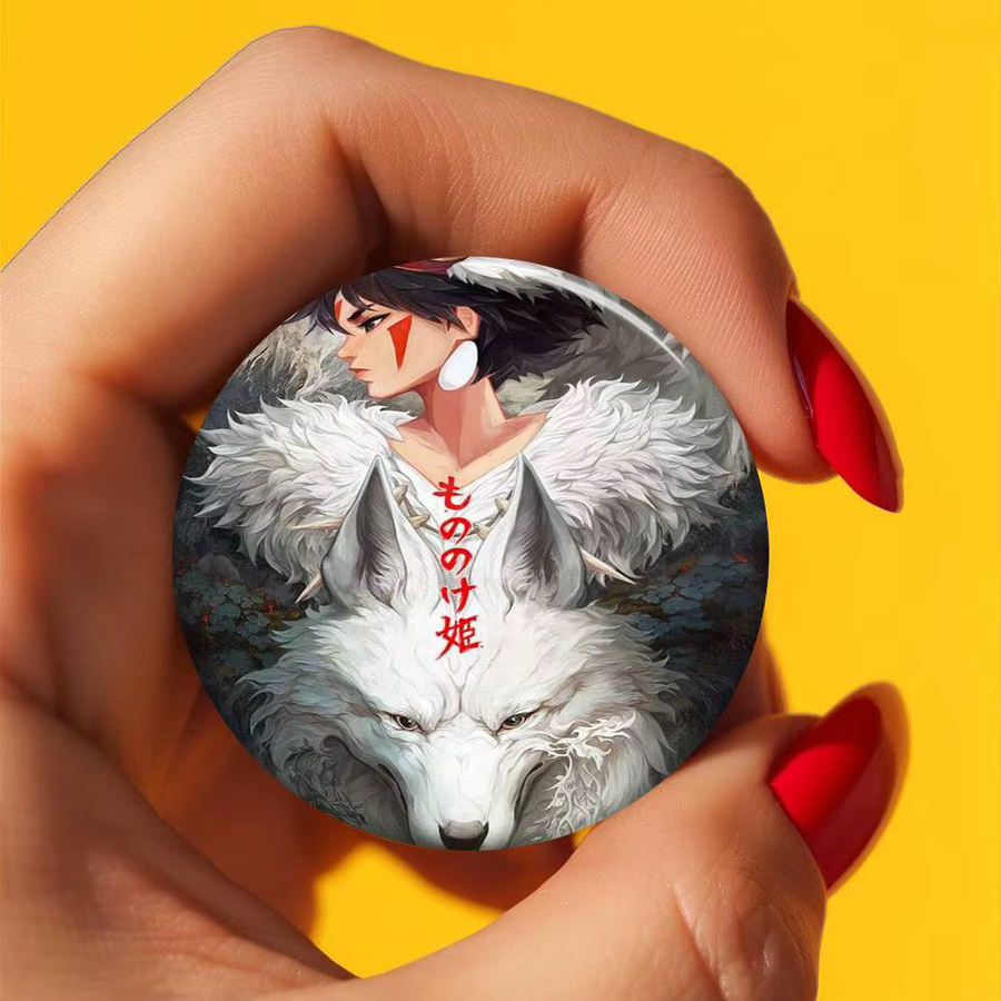 Brosche Prinzessin Mononoke, Weißblech, Bunt - Bild 4