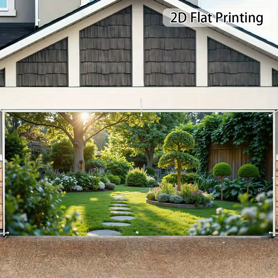 2D-Türbanner aus Polyester mit Landschaftsdesign in Grün und Multicolour, B/H: 400 x 180 cm - Bild 2