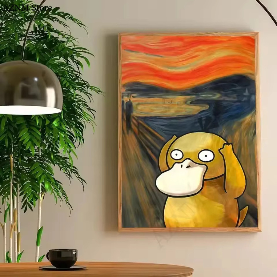 Potdemiel Pokemon Psyduck Leinwand Wandkunst Klassisches Anime Poster in Mehrfarbig - Bild 5