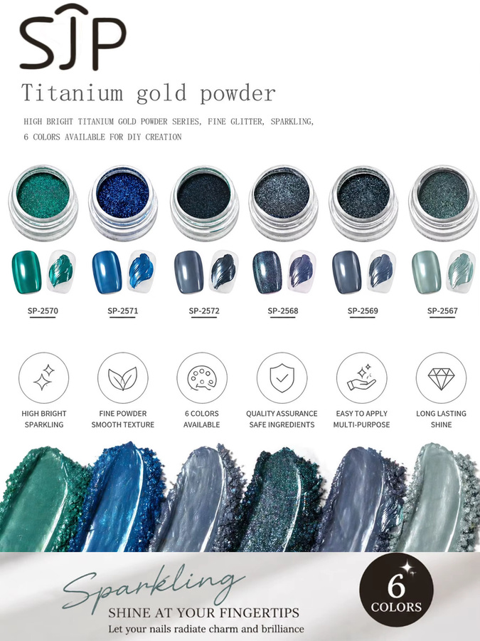 SJP Blue Ocean Star Nagelspiegelpulver-Set, Metallic, 6-teilig - Bild 2