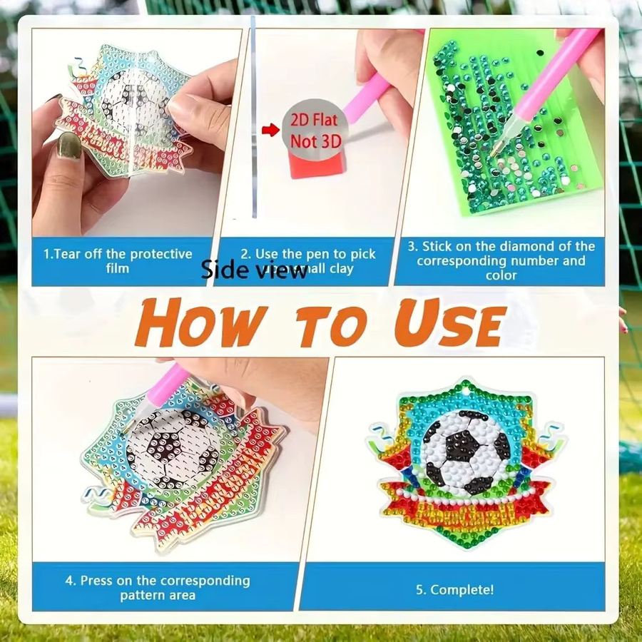 Schlüsselanhänger Set, Fußball Diamant Malerei, Wassertropfen Mosaik - Bild 2