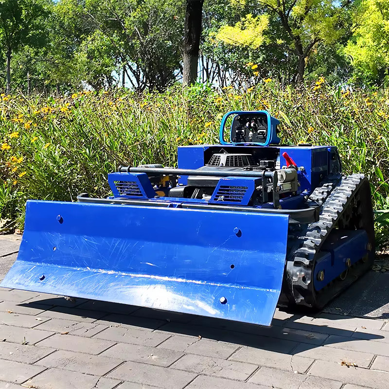 AIWEIYA Intelligenter Ferngesteuerter Landwirtschaftlicher Roboter-Rasenmäher mit 4-Takt-Benzinmotor, 2-in-1 Schneeschieber und Unkrautbekämpfer, Blau - Bild 2