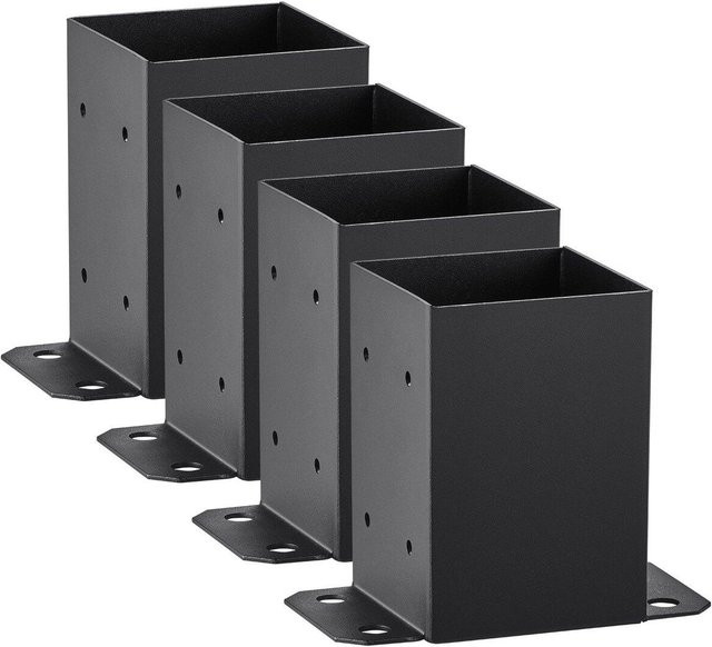 4er Set Pfostenfußhalterungen von Buying Solutions, MB, Pulverbeschichtete Pfostenanker aus Stahl in Mattschwarz, Innenmaß für 4x4 Pfosten - Bild 1