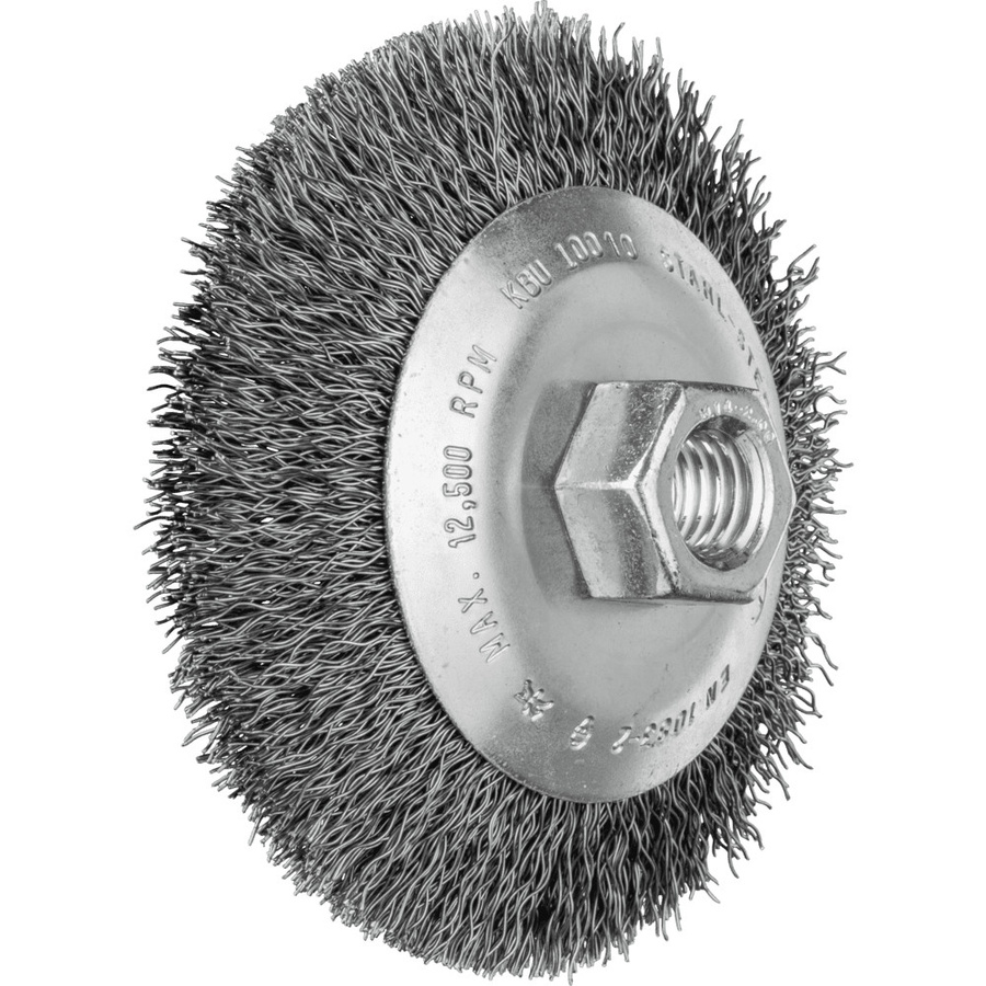 PFERD Kegelbürste KBU ungezopft für Winkelschleifer, Farbe Silber, Durchmesser: 100 mm, Breite: 10 mm, M14 Gewinde, Stahl-Draht-Ø 0,35 mm - Bild 1