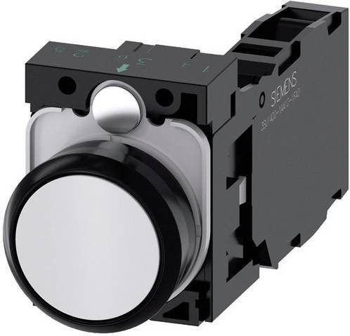 Siemens 3SU1100-0AB60-1FA0 Drucktaster mit Frontring aus Kunststoff, rund, Schwarz und Weiß - Bild 1
