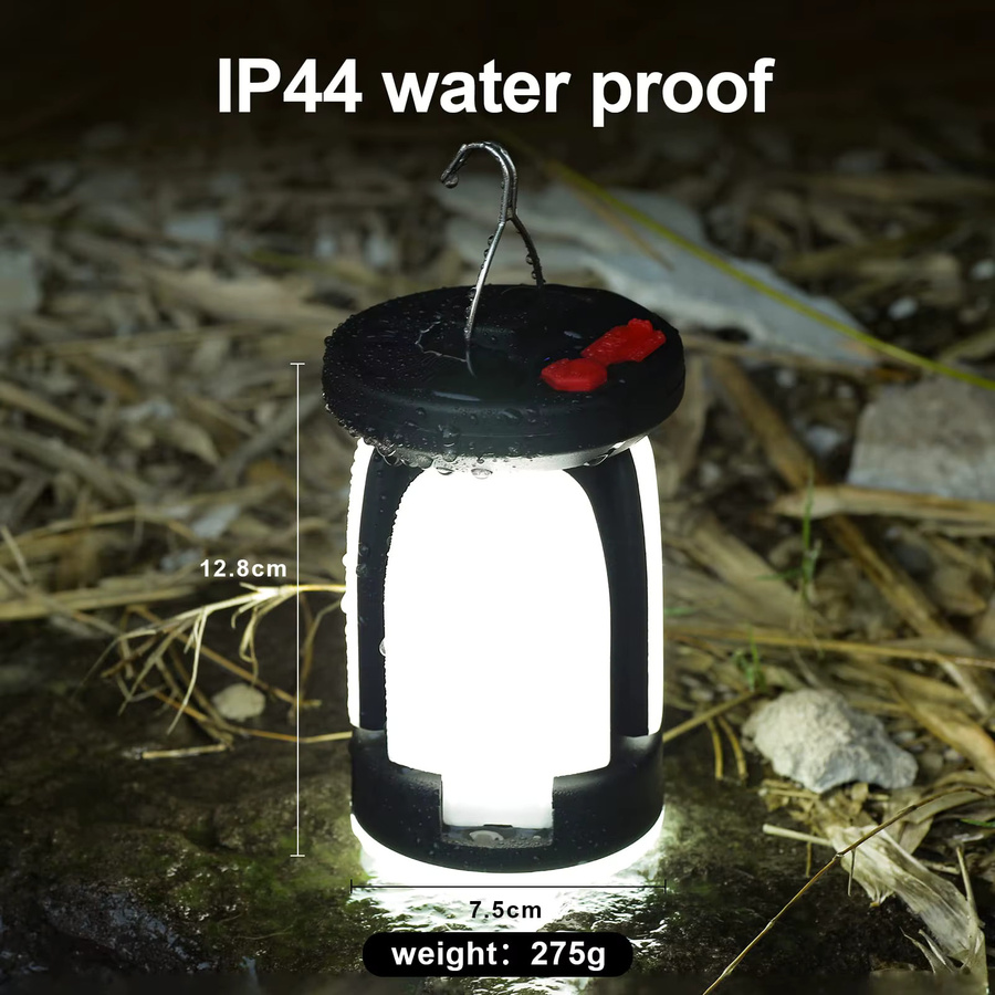 Heinast Wiederaufladbare COB-LED-Campinglaterne mit klappbarem Flutlicht in Schwarz und Weiß - Bild 5