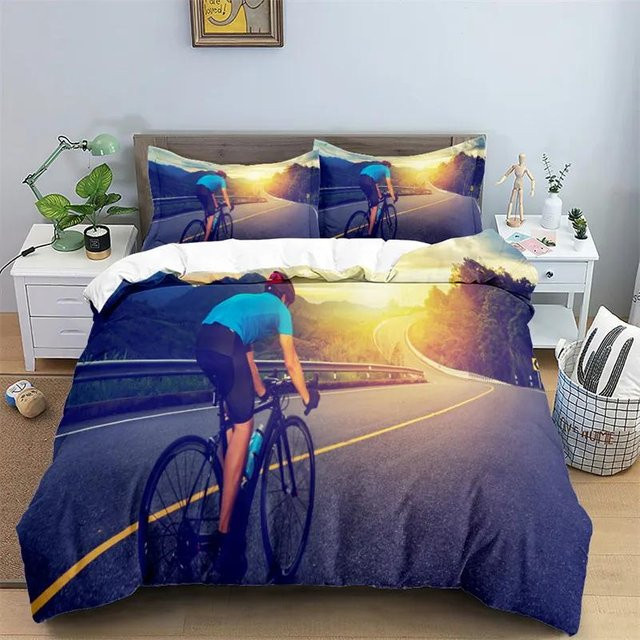 Bettwäscheset Binchi Fitness mit Fahrrad-Radsport-Print, Kingsize, Mehrfarbig, B/H: 180 x 210 cm - Bild 1