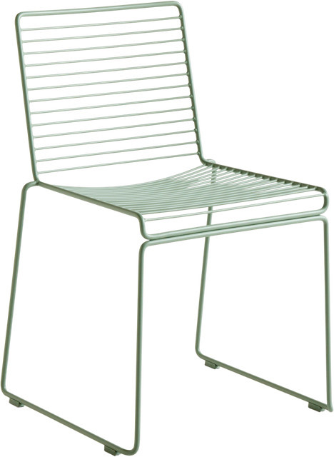 HAY Hee Dining Chair aus lackiertem Metalldraht in Grün, stapelbar und wetterbeständig - Bild 1