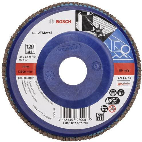 Bosch Fächerschleifscheibe X571 Best for Metal in Blau mit Durchmesser 115 mm und Bohrungs-Ø 22,23 mm - Bild 1