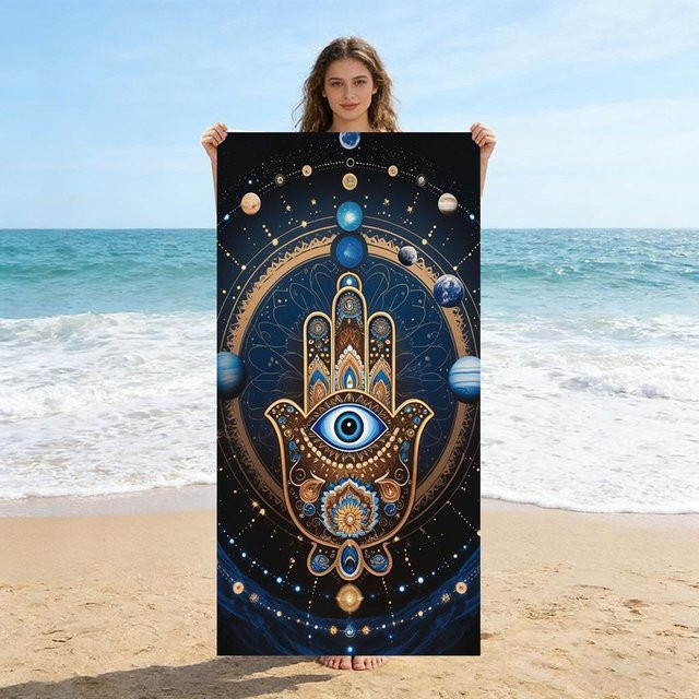 JMG Household Supplies Sieben-Chakra Yoga Meditation Strandtuch, blau, B/T: 70 x 140 cm - Bild 1