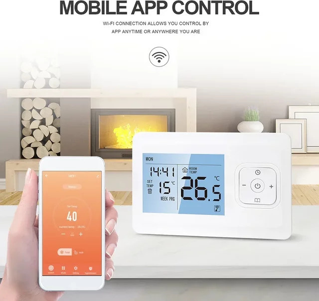 TTAKA7 ME901 Kabelloser intelligenter Thermostat WiFi in Weiß mit App- und Sprachsteuerung sowie RF-Empfänger für Heiz- und Kühlsysteme - Bild 1