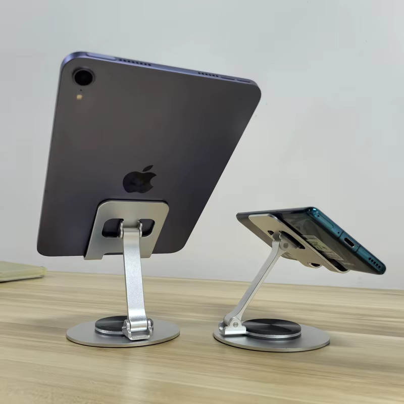 AJIUYU Faltbarer Handyhalter und Tablet-Ständer aus Aluminiumlegierung in Silber für iPhone und iOS-Geräte - Bild 6