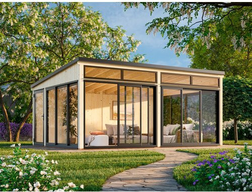Palmako Holz-Gartenhaus Saga Slide Plus mit Pultdach aus Fichte in Natur - Bild 3