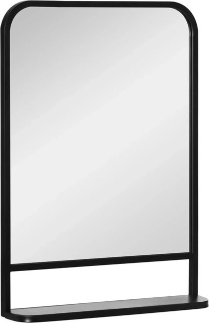 HOMCOM Wandspiegel Rechteckig mit Ablage aus Metall in Schwarz, Breite: 70 cm, Höhe: 50 cm - Bild 1