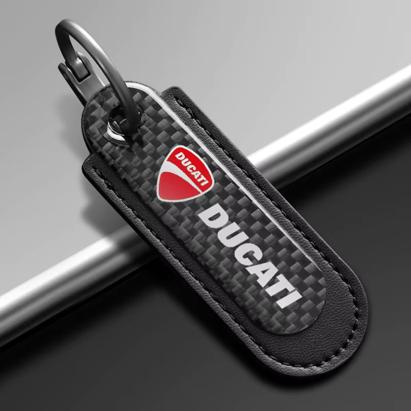 Ducati Schlüsselanhänger Ring, Carbon Fiber Texture Leder, Unisex - Bild 1