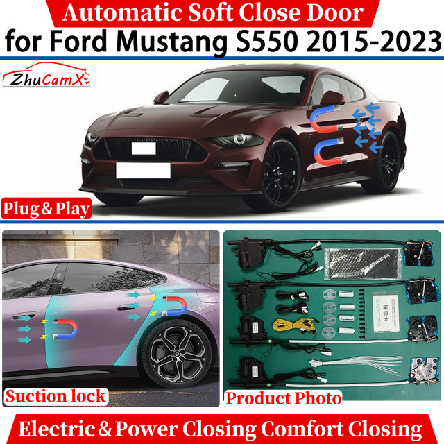 ZhuCamX Automatisches Soft-Close-Türsystem für Ford Mustang S550 2015-2023 mit elektrischer Komfortverschlussfunktion und Saugverschluss - Bild 1