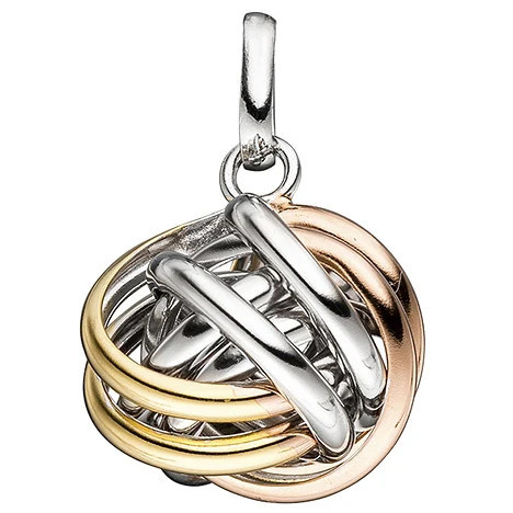 Colfem Anhänger Knoten verschlungen, 925 Silber vergoldet tricolor, Unisex - Bild 1