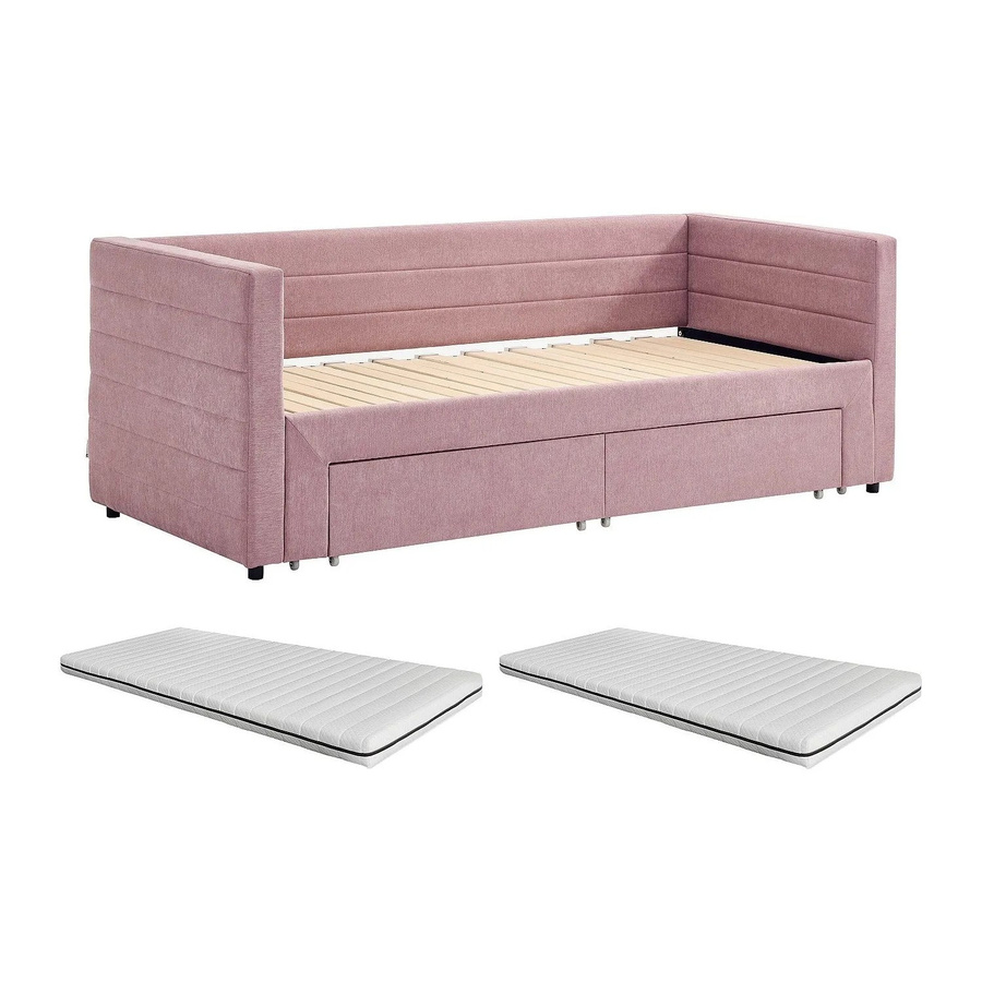 Vente-unique Sofabett Camity in Rosa mit Schlaffunktion und Ausziehschublade, Modernes Polsterbett aus Stoff - Bild 2