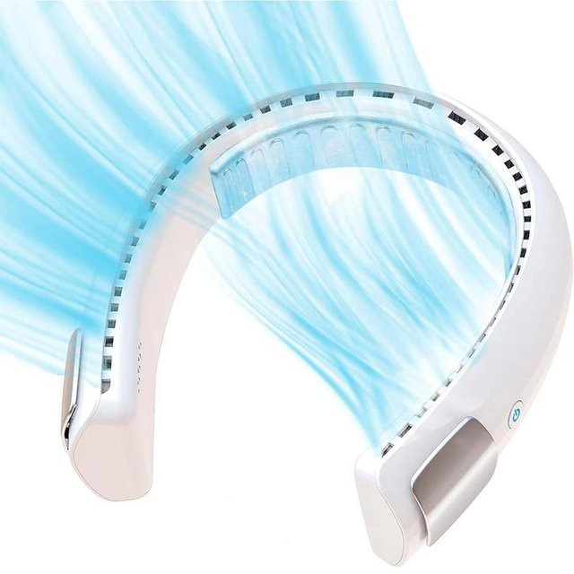 Tragbarer bladeless Nackenventilator von Binchi Outdoor Equipment in Weiß, verstellbar und smart, B/H: 18 x 24,5 cm - Bild 1