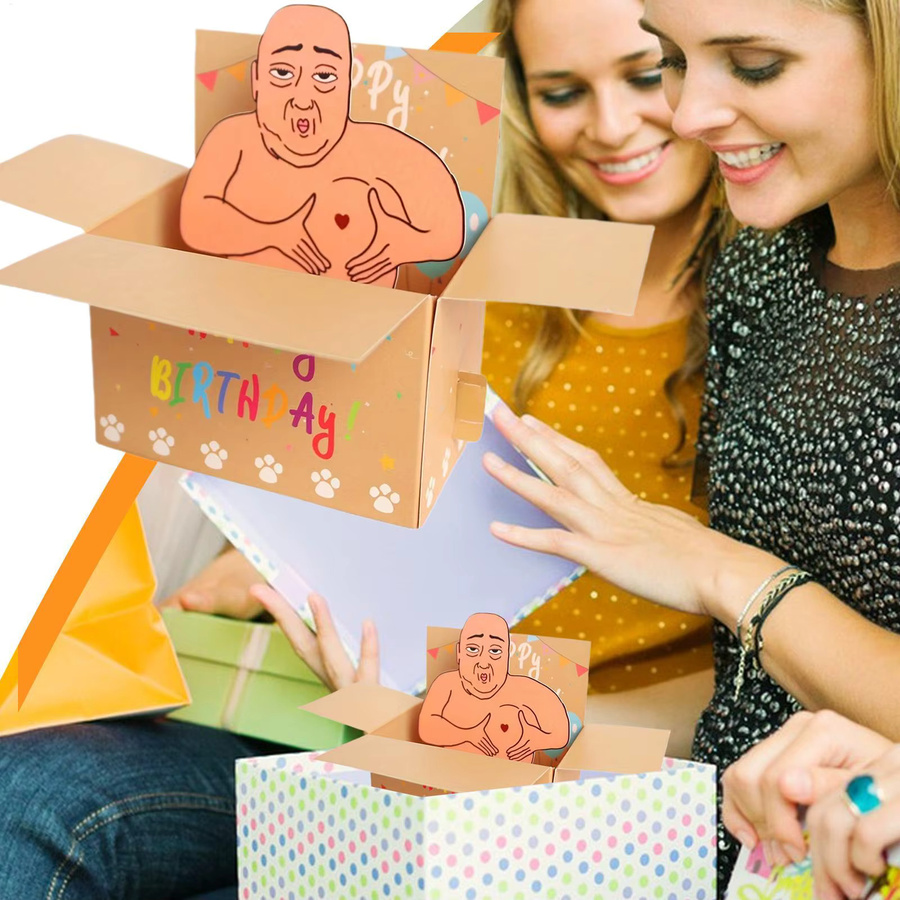 Lustige Geburtstagskarten mit humorvollem 3D-Charakterdesign, Herzballons und Konfetti in Multicolor - Bild 4