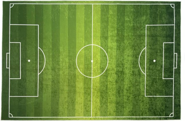 Fußball-Sportteppich BC-Warm Home in Grün, rutschfeste Bodenmatte im Fußballfeld-Design für Wohnzimmer und Kinderzimmer, Breite: 120 cm, Tiefe: 80 cm - Bild 1