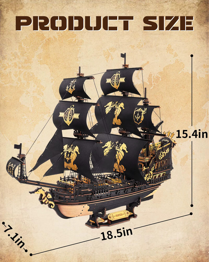 Robotime ROKR The Seahorse Barque, 3D-Holzpuzzle, ab 14 Jahren - Bild 6