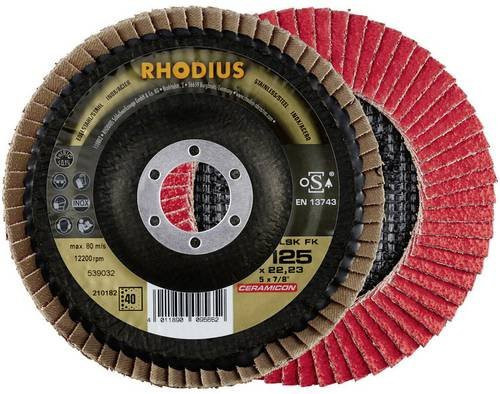 Rhodius TOPline LSK FK Fächerschleifscheibe Rot, Durchmesser: 125 mm, Bohrungs-Ø: 22,23 mm, Körnung: 40 - Bild 1