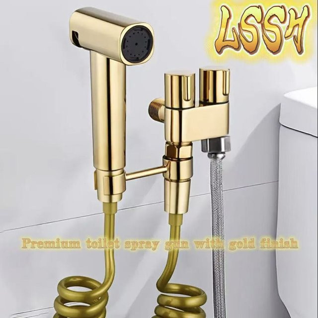 YANKE Premium-Toilettenspritzpistole in Gold zur Wandmontage mit 2 m Schlauch und Doppelspray-Funktion - Bild 1