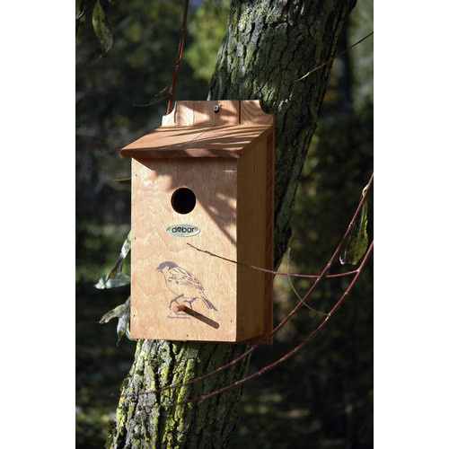 Nistkasten DOBAR aus Holz mit Siebdruckmotiv Haussperling in Braun, B/H/T: 18 x 35 x 17 cm - Bild 4