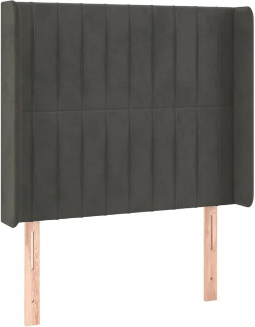 vidaXL LED Kopfteil aus Samt in Dunkelgrau mit USB-Ladeport und integrierter Beleuchtung, B/T/H: 93 x 16 x 118-128 cm - Bild 1
